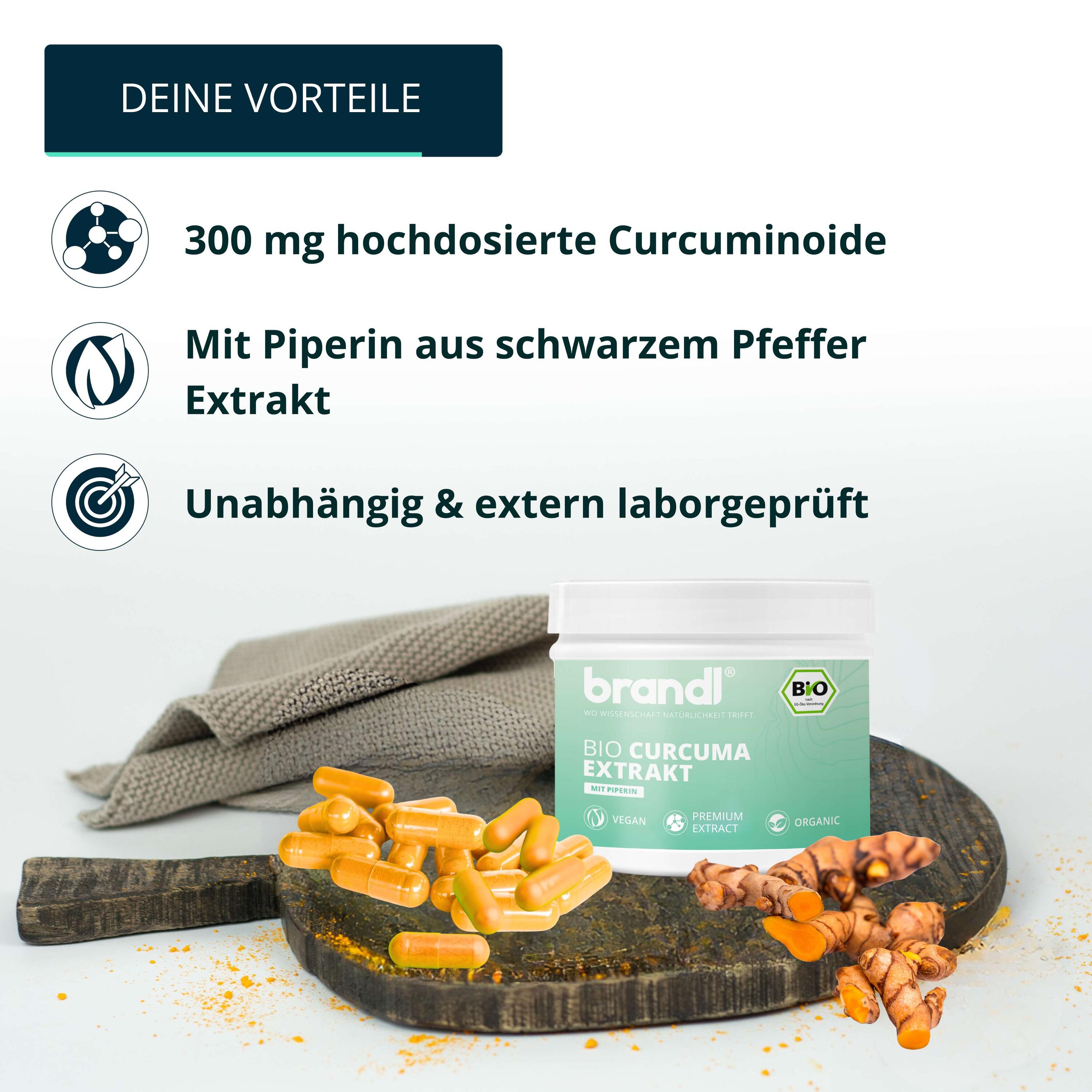 brandl® Bio Curcuma Extrakt mit Curcumin (Curcuminoide) & Bio Piperin 3/6