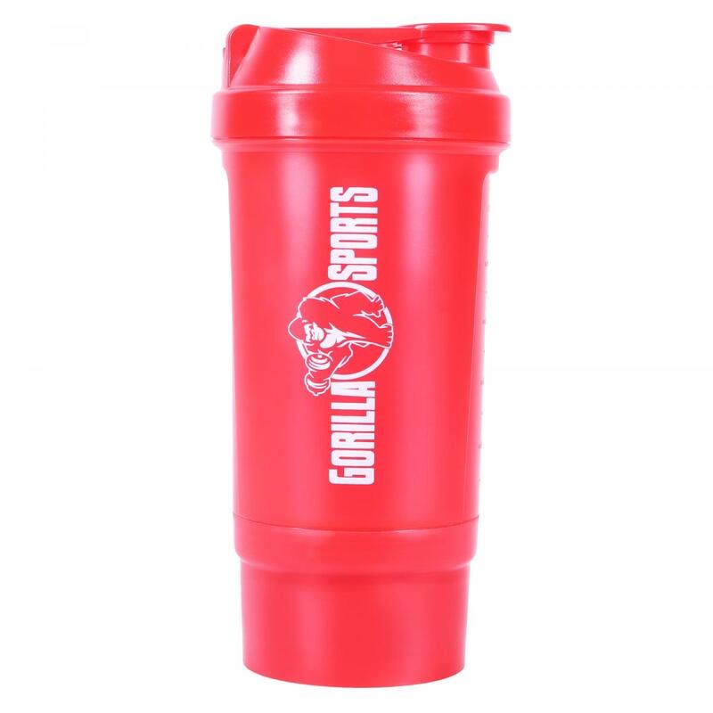 SHAKER 500ML AVEC COMPARTIMENT À POUDRE | COLORIS NOIS OU ROUGE