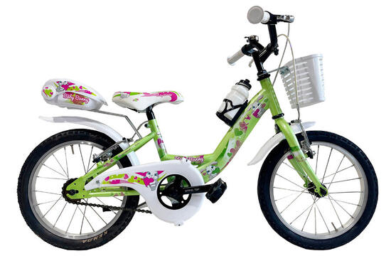 Vélo enfant Canellini VENERE 16" vert clair, cadre acier, accessoires inclus