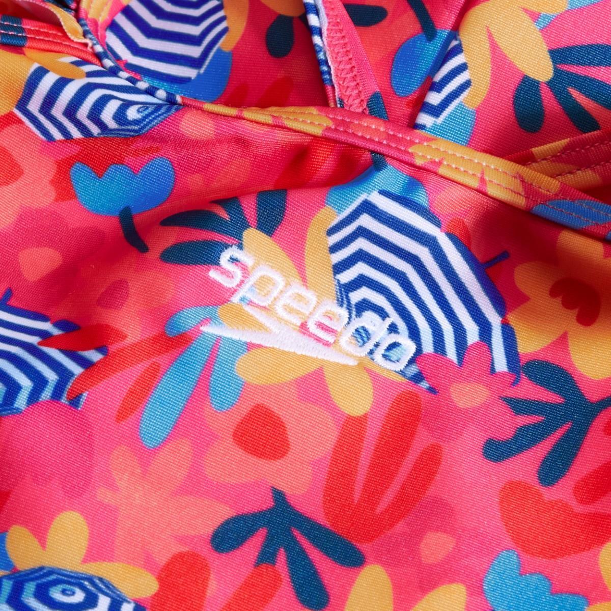 Speedo Girls Digital Frill Thinstap badpak - roze / geel / koraal / watermeloen 4/5