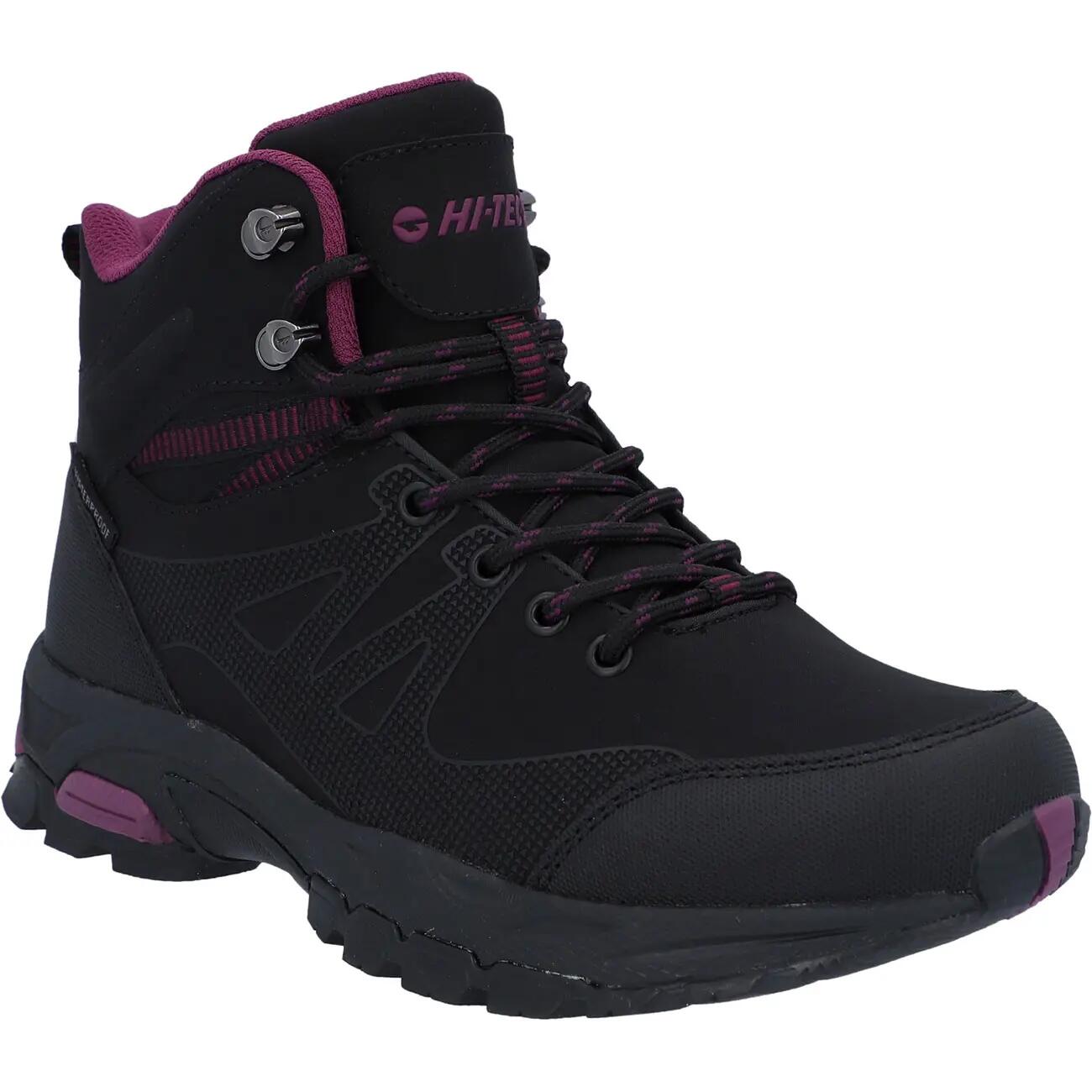 HI-TEC Hi-Tec Jackdaw Mid Wp Womens Wandelschoenen Hoge Hiel ZWART/BORDEAUXROOD 7/7