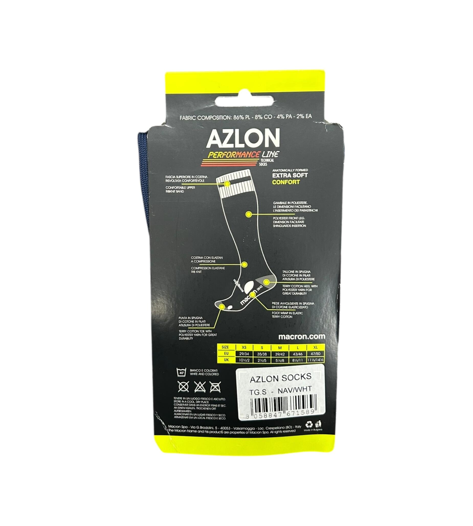 Macron Azlon Chaussettes de Football - Marine / Blanc 35/38 3/3