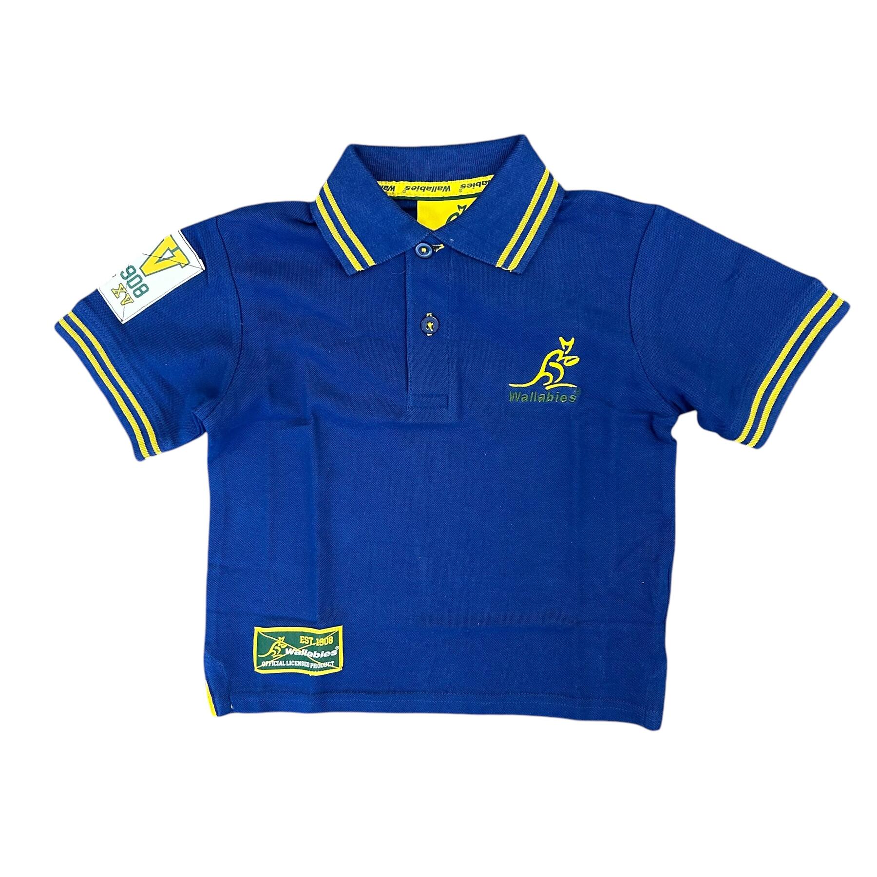 Wallabies Rugby Kid's Polo Blue Short Sleeve Polo Shirt Top 2/3