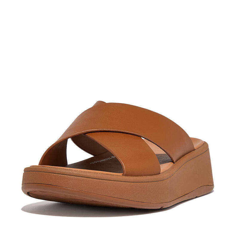 FITFLOP FitFlop F-Mode Leather Flatform Cross Slides  LICHTBRUIN 39