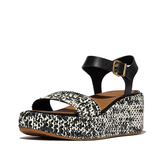 FITFLOP FitFlop Platfforms Woven Wedge Ankle-Strap Sandals ZWART/IVOOR MIX 42