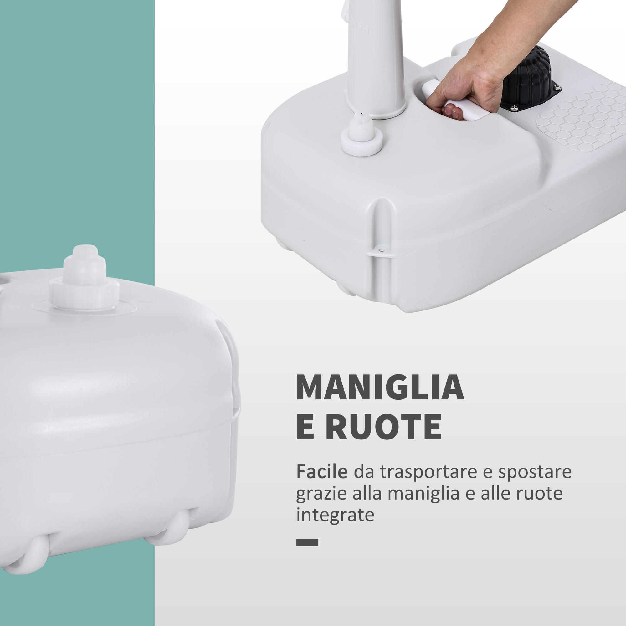 Outsunny Lavabo Portatile da Campeggio 2 Ruote 2 Serbatoi 51x33.5x103cm 5/6