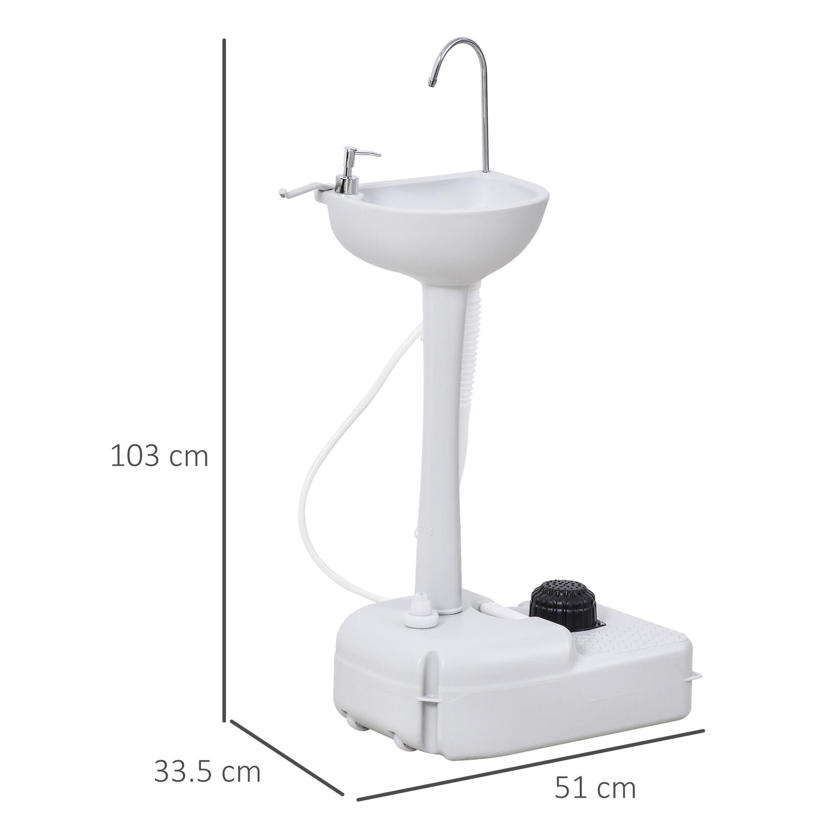 Outsunny Lavabo Portatile da Campeggio 2 Ruote 2 Serbatoi 51x33.5x103cm 3/6