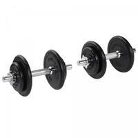 KIT HALTÈRES COURT DE 20KG AVEC DISQUES REVÊTEMENT CAOUTCHOUC | MUSCULATION