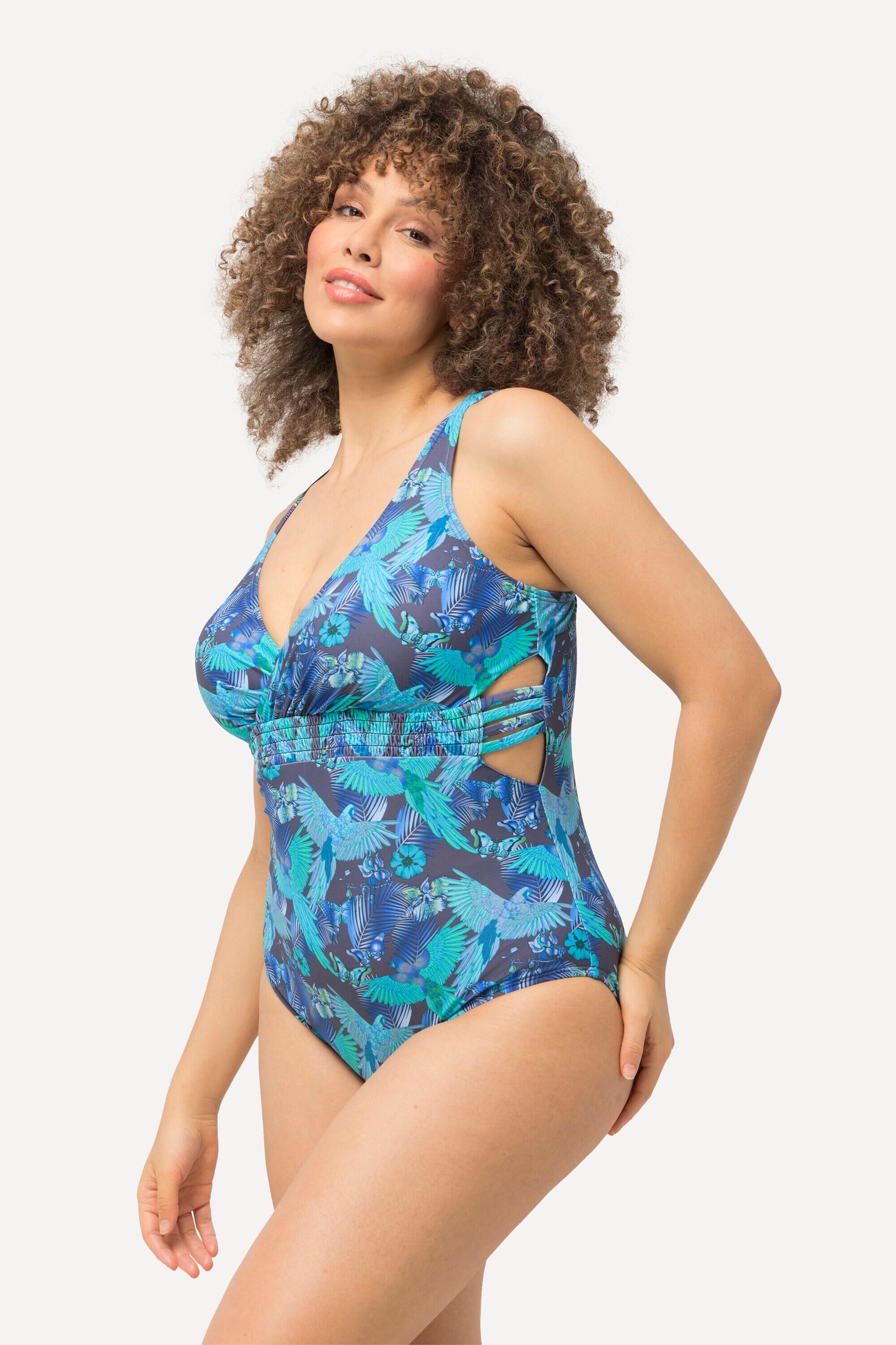 Femme Maillot de bain à bonnets souples matière recyclée et imprimé perroquets 4/6