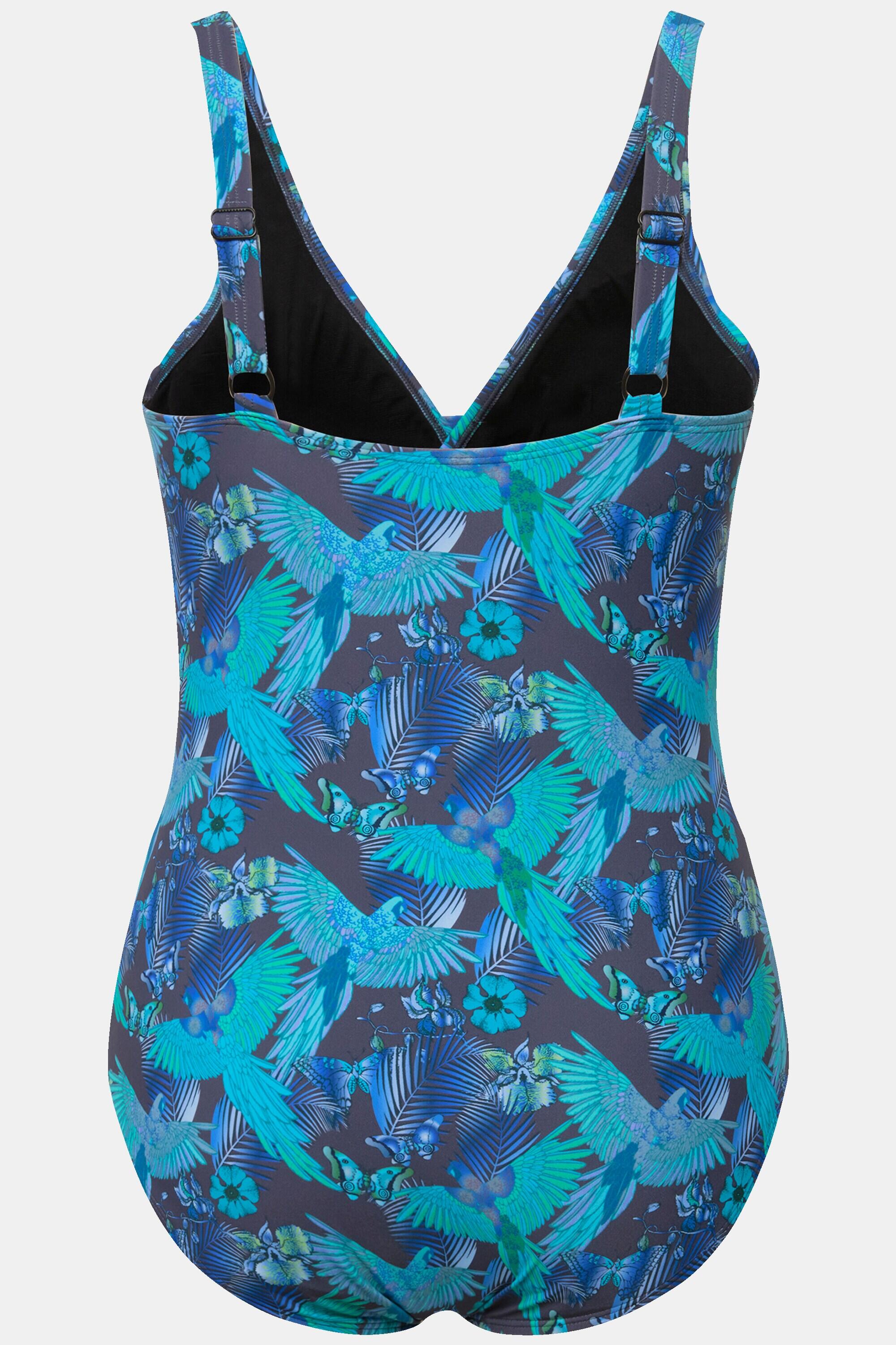 Femme Maillot de bain à bonnets souples matière recyclée et imprimé perroquets 6/6