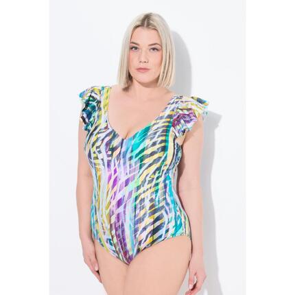 Damski Kostium kąpielowy zwierzęce paski miękkie miseczki falbana z ramiączkach