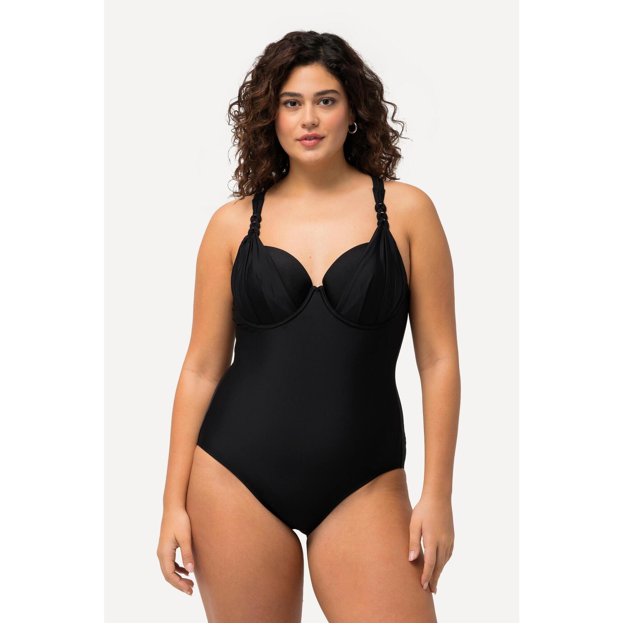 Ulla Popken - Femme Maillot De Bain Scintillant À Bonnets Souples Et Armatures. - Maillot De Bain 1 Pièce - Noir - Decathlon