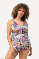 Femme Tankini avec bonnets souples. Imprimé boussoles. Bretelles