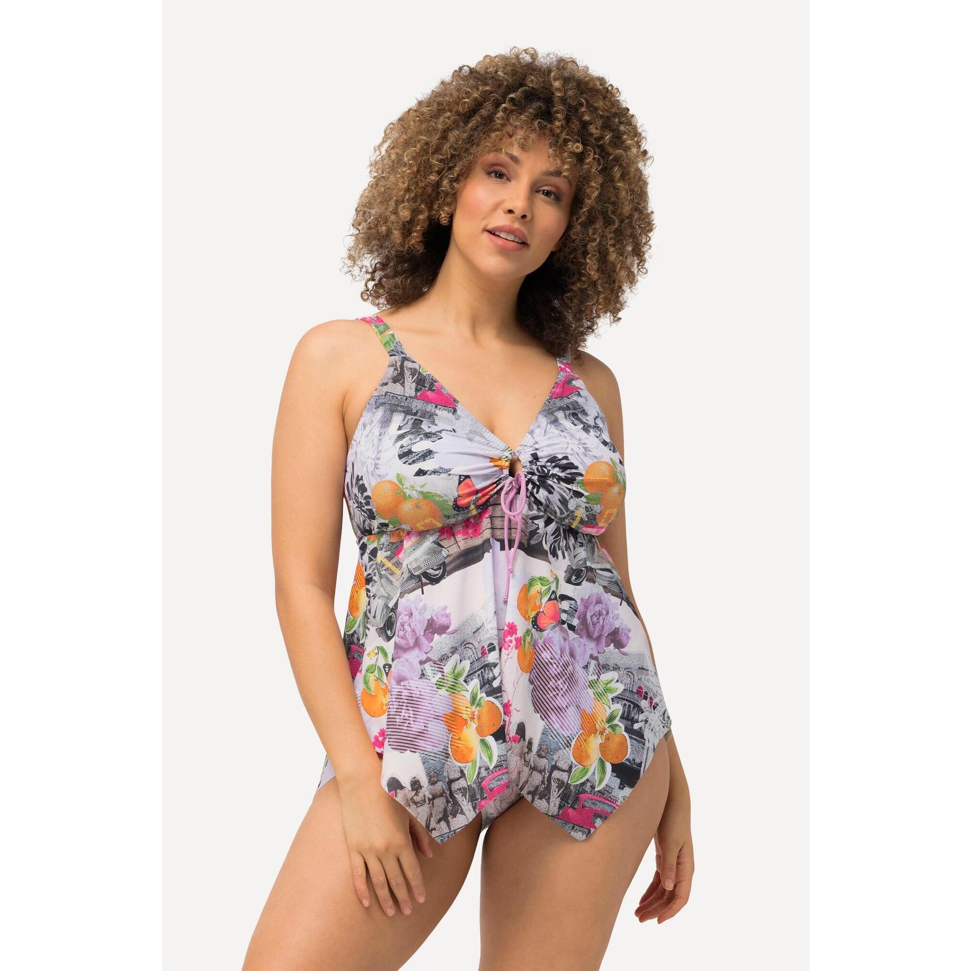 Ulla Popken - Femme Tankini Avec Bonnets Souples. Imprimé Boussoles. Bretelles - Maillot De Bain 2 Pièces (bikini) - Beige - 42 M/l - Decathlon