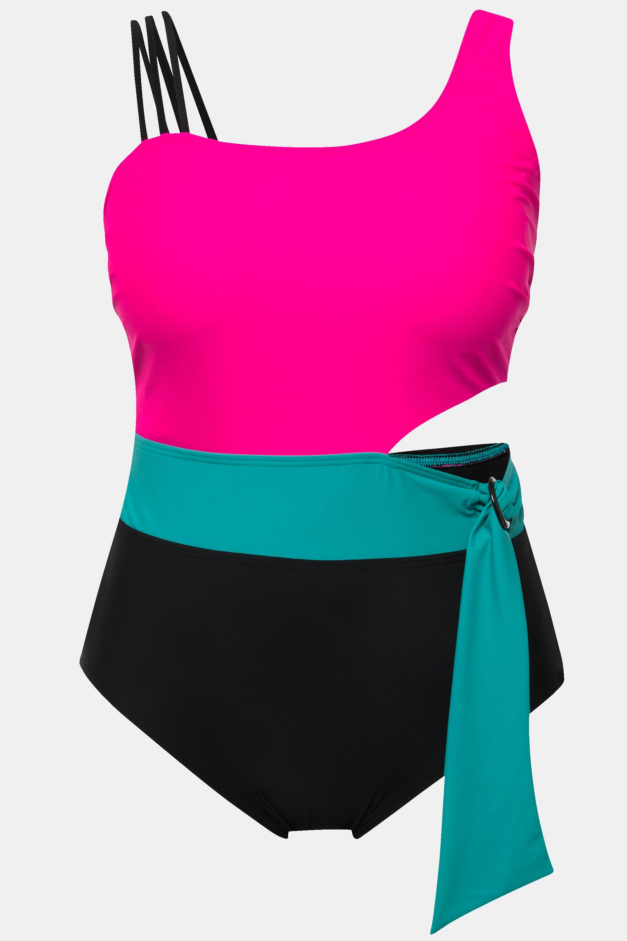 Femme Maillot de bain color block. Bonnets souples 5/6