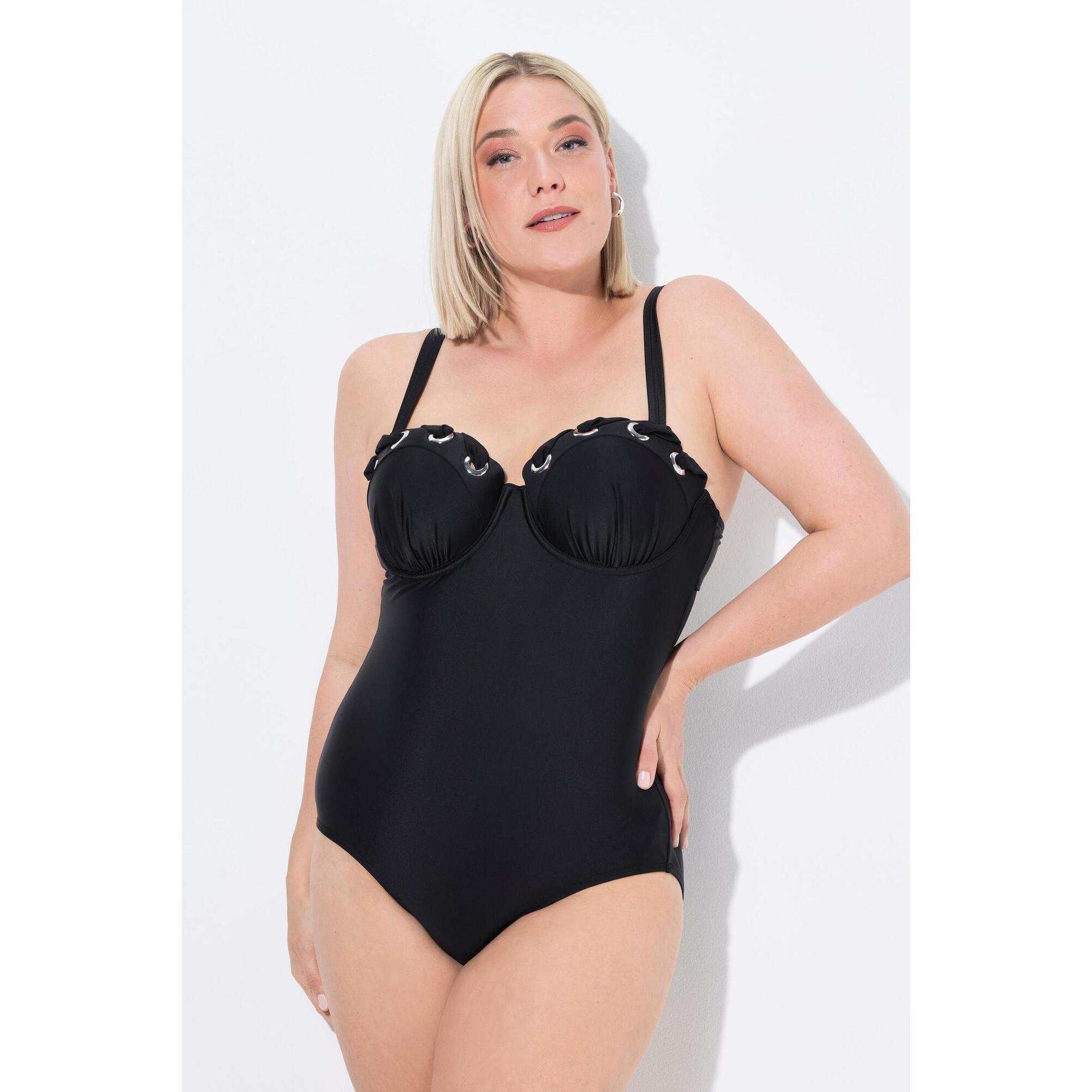 Ulla Popken - Femme Maillot De Bain À Bonnets Souples. Bretelles Réglables - Maillot De Bain 1 Pièce - Noir - 52 2xl - Decathlon
