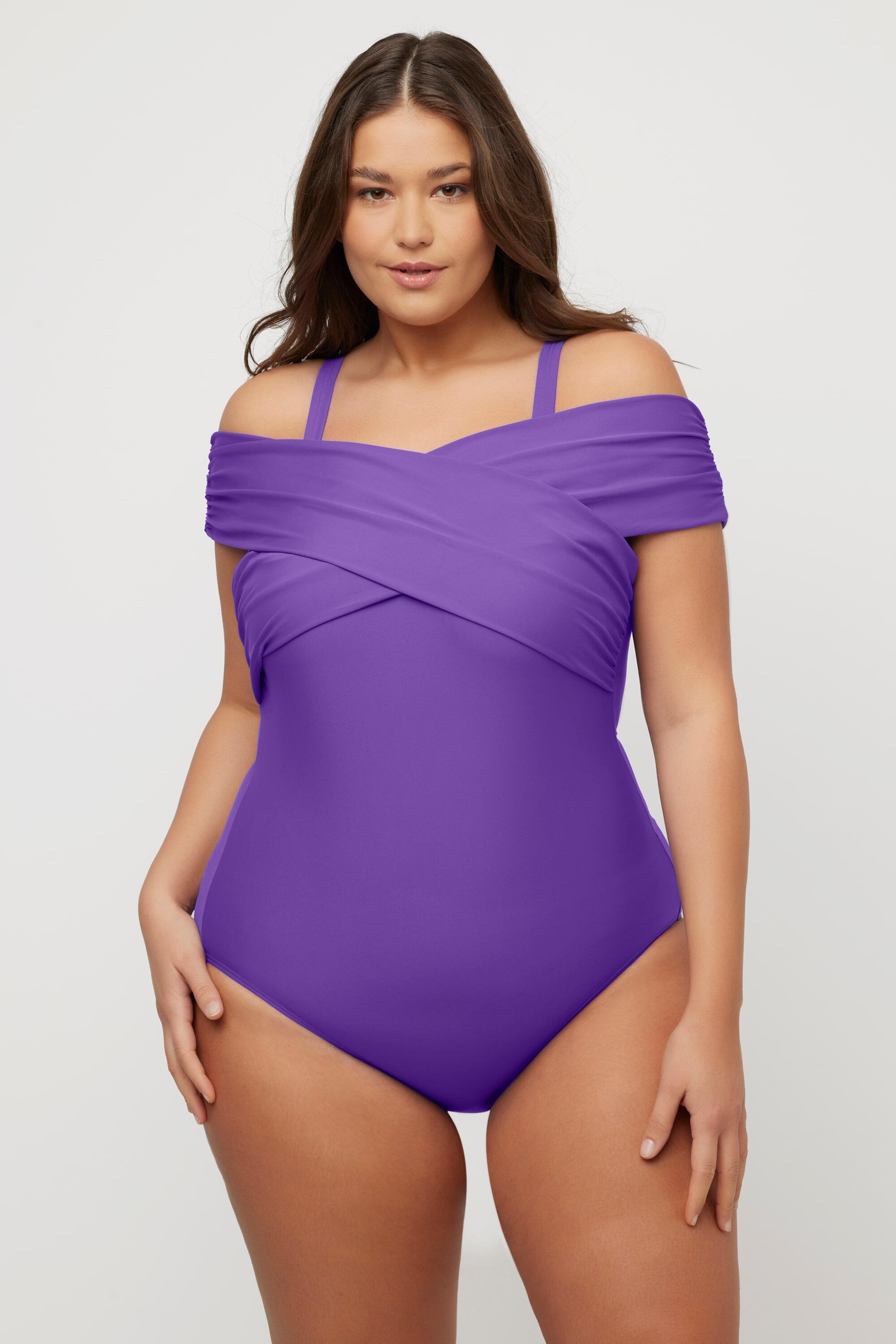 ULLA POPKEN Costume intero da donna Carmen VIOLA, softcup, spalline removibili