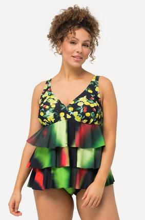 Damen Tankini Zitronen Softcups Zipfelsaum recycelt