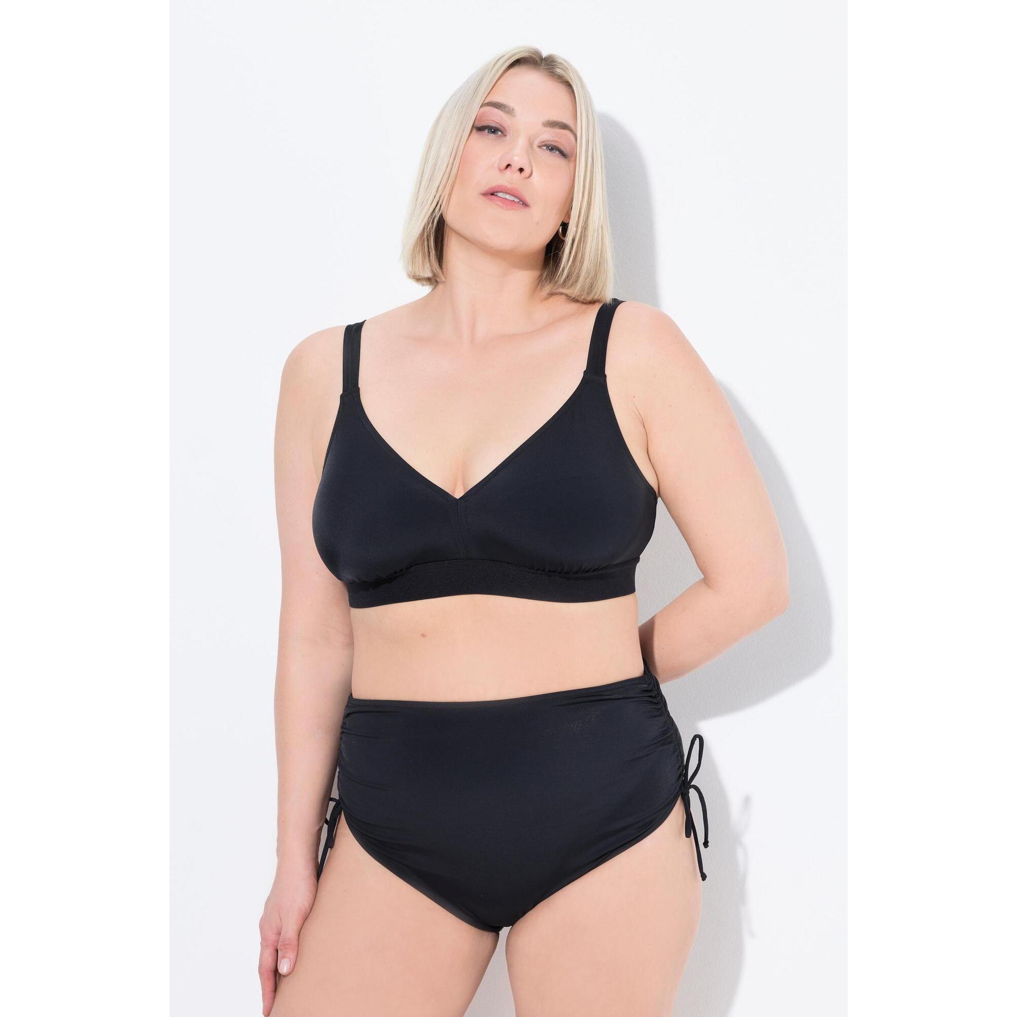 Ulla Popken - Femme Haut De Bikini Sans Bonnets Souples. Doublure Intégrale. Matière Recyclée - Soutien-gorge - Noir - 46 L/xl - Decathlon