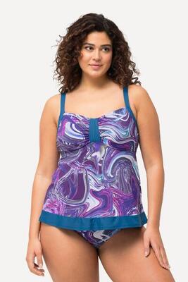 Dames tankini marmerpatroon zachte cups gerecycled