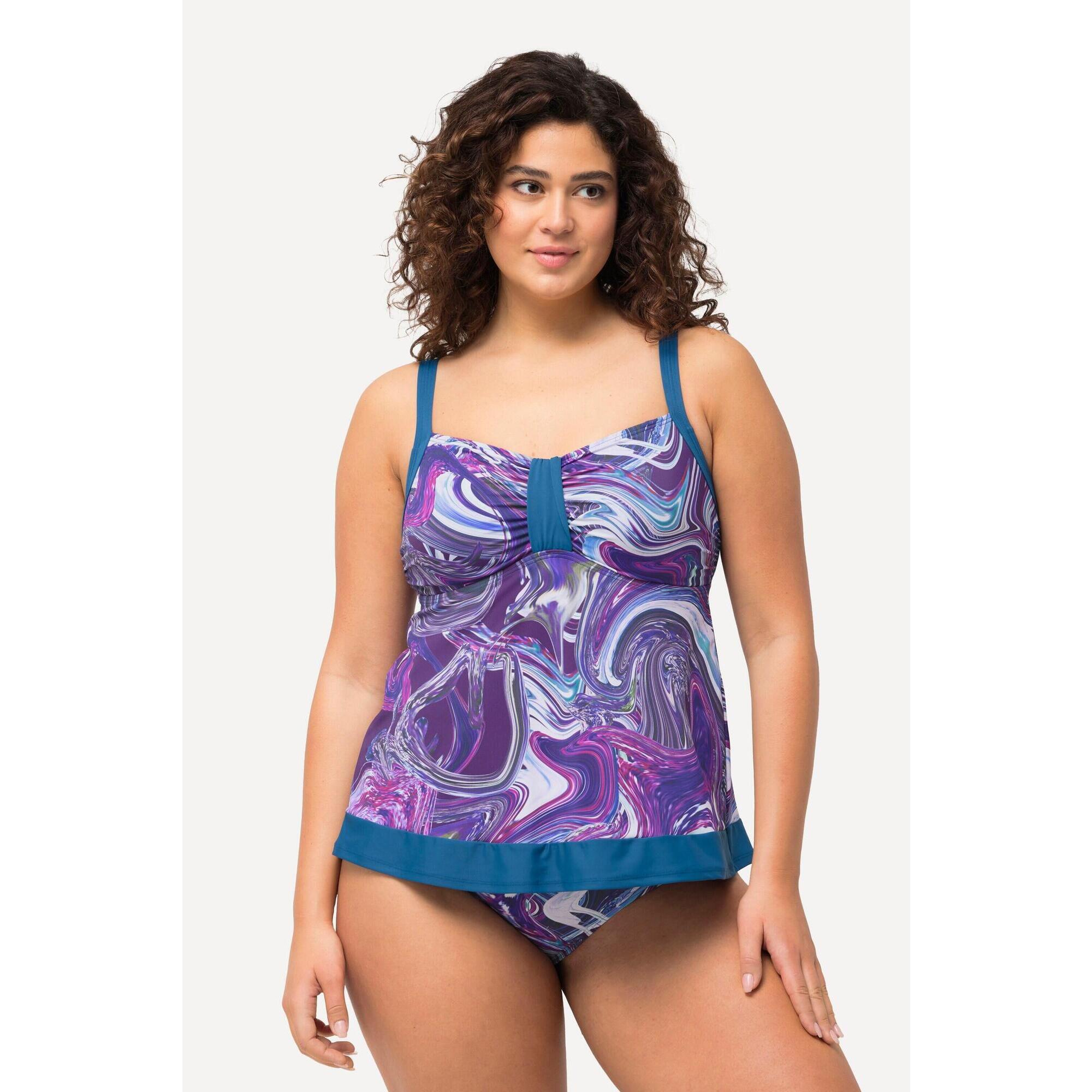 Ulla Popken - Femme Tankini À Bonnets Souples Imprimé Marbre Matière Recyclée - Soutien-gorge - Violet - 42 M/l - Decathlon