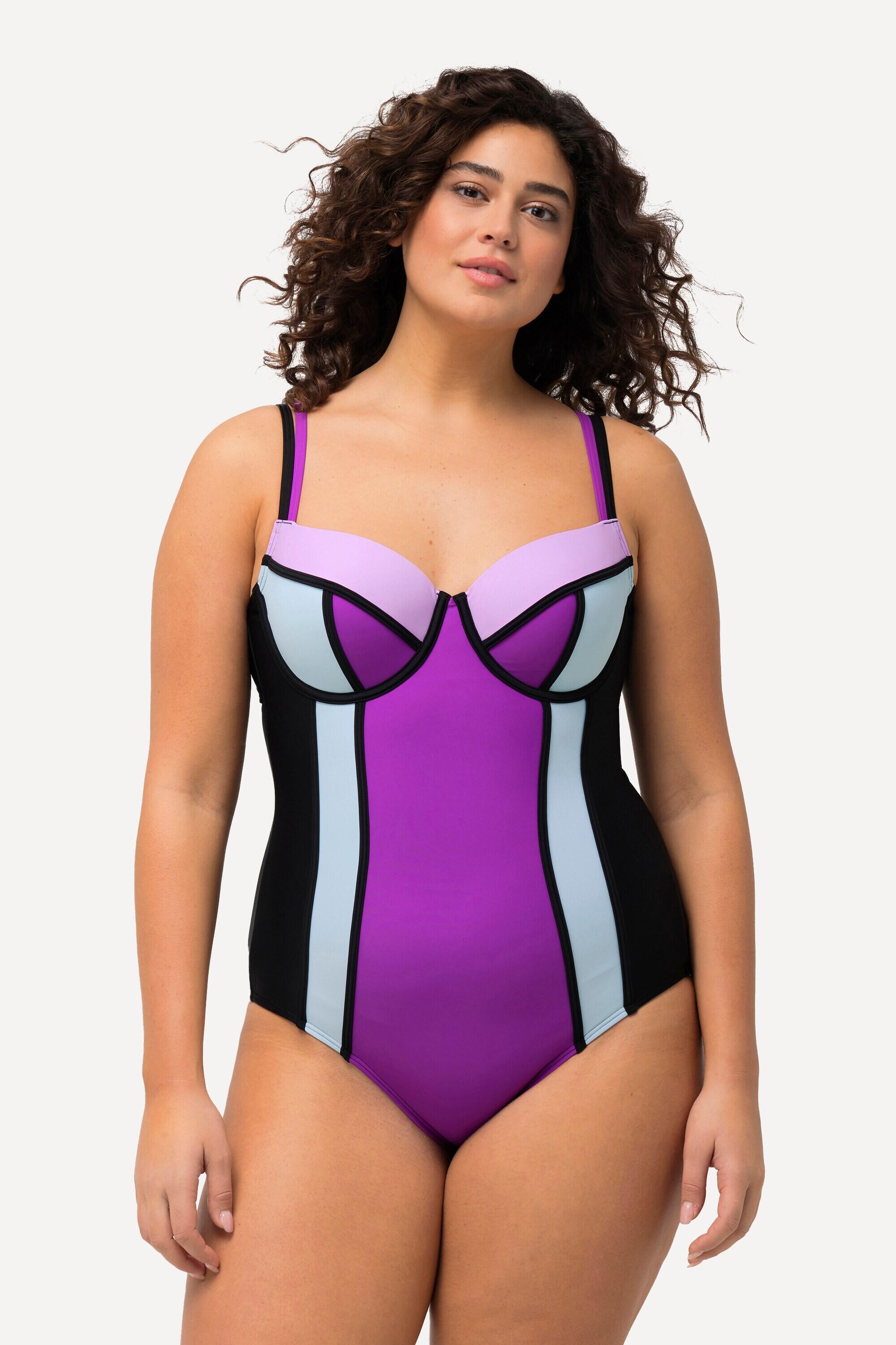 ULLA POPKEN Costume intero donna colour block con coppe e ferretto