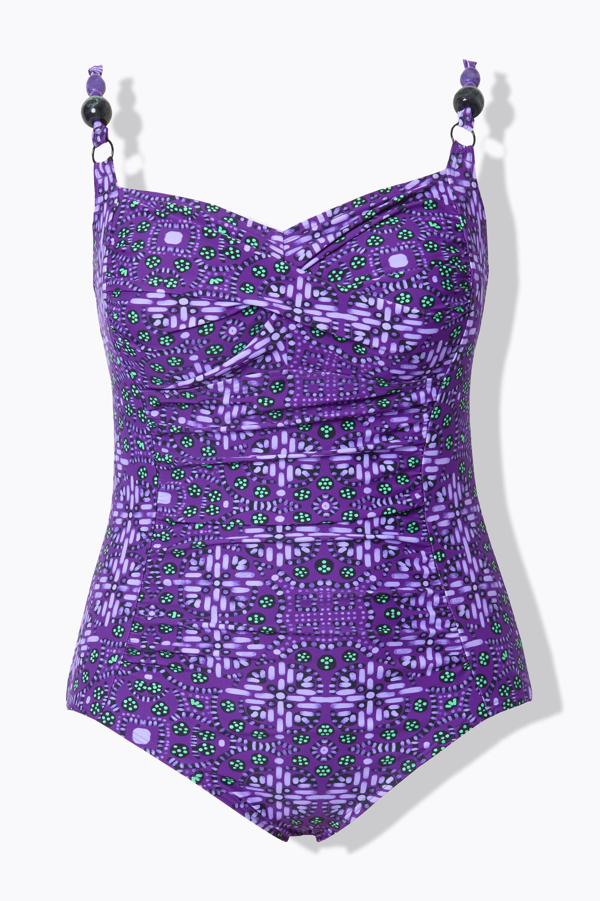Damen Badeanzug drapiert Softcups Zierperlen recycelt 13/13
