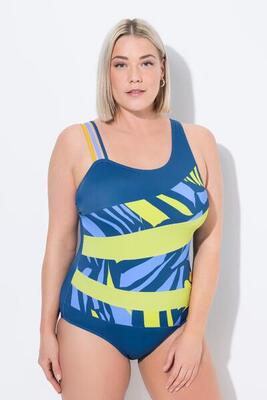 Dames badpak colorblocking driedelige schouderbandjes zachte cups gerecycled
