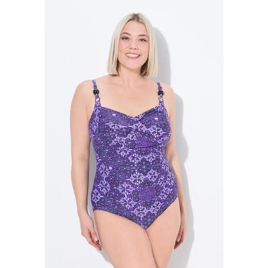 Damski Kostium kąpielowy drapowany miękkie miseczki ozdobne koraliki