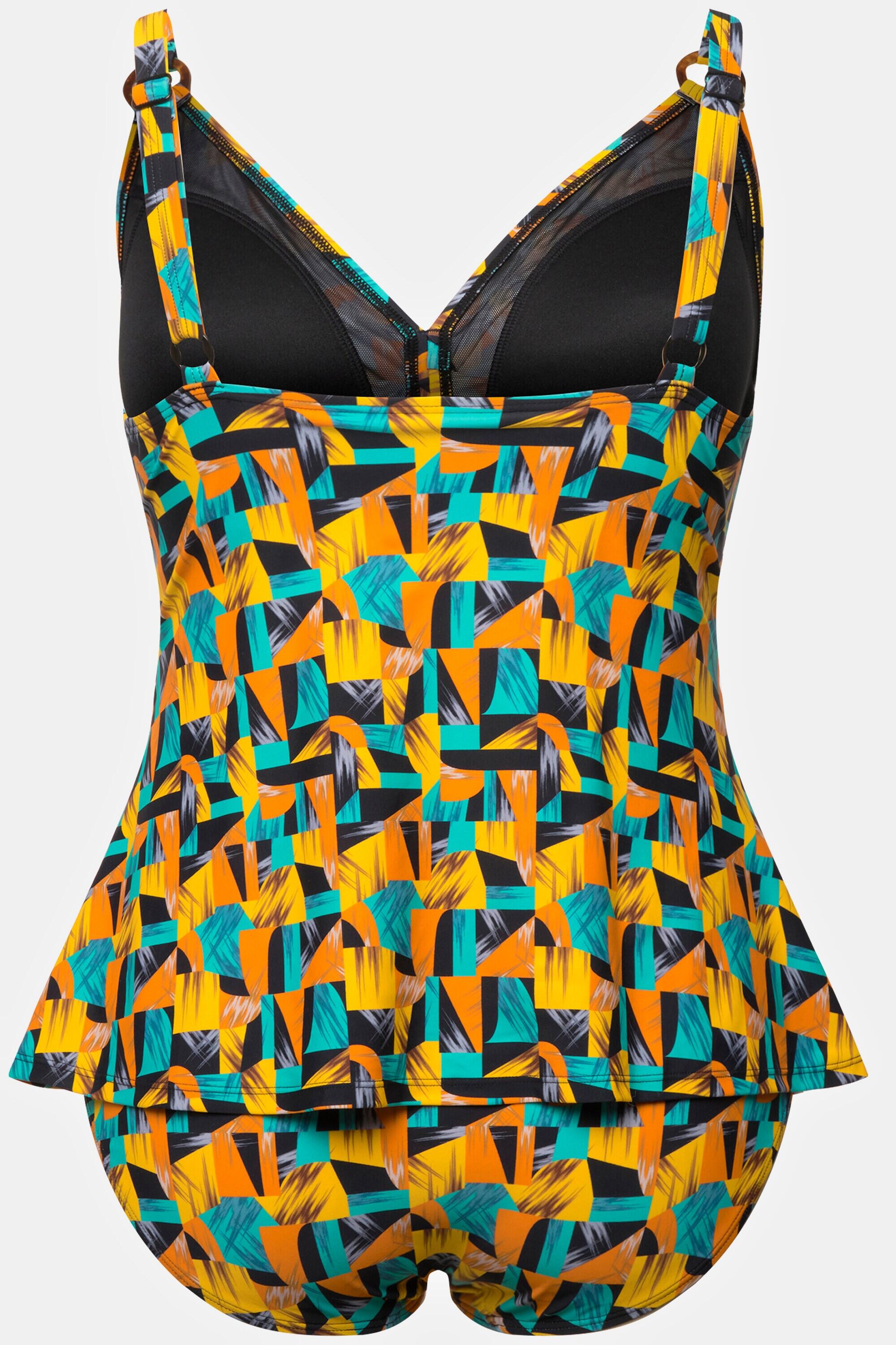 Femme Tankini imprimé abstrait bonnets souples matière recyclée 6/6