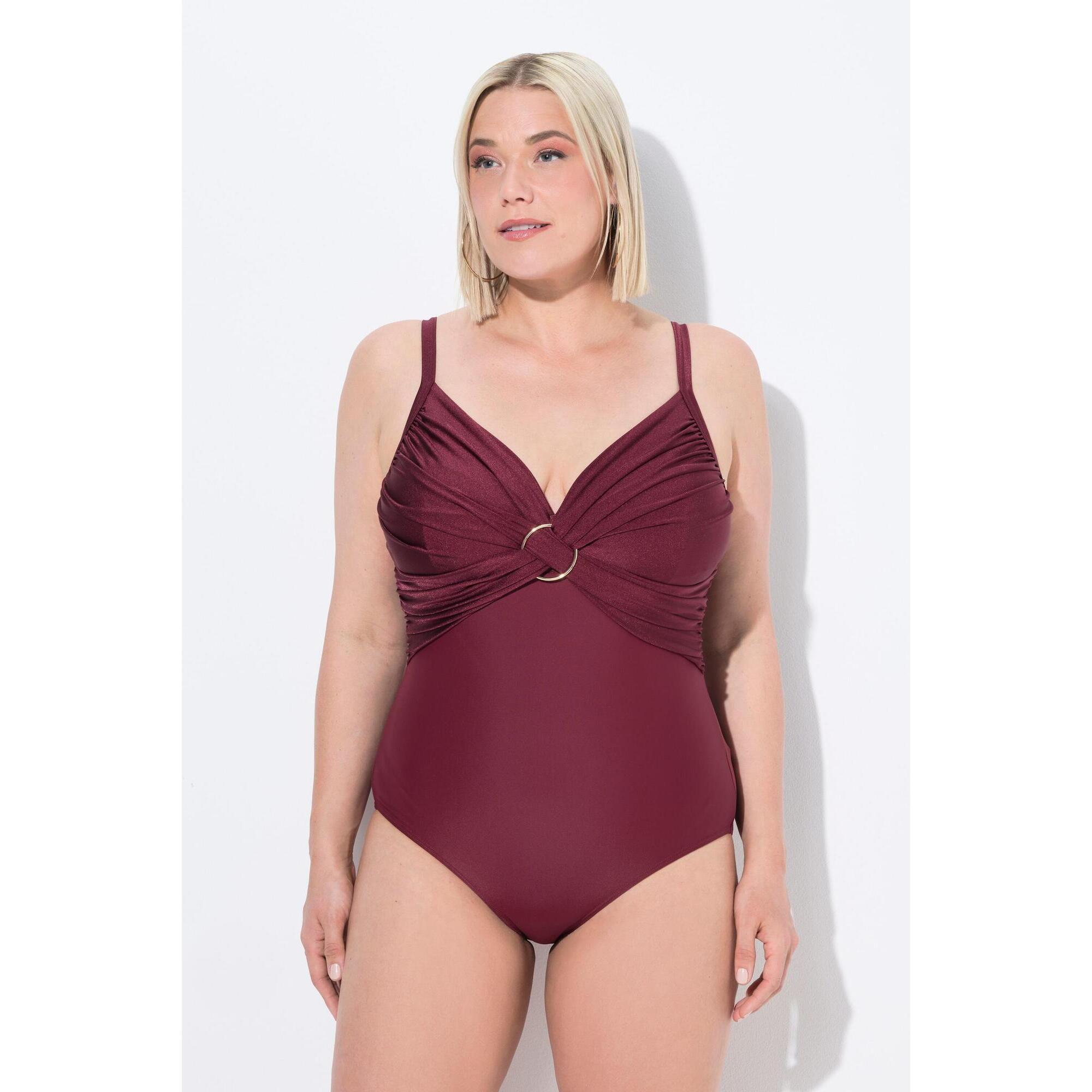 Ulla Popken - Femme Maillot De Bain Sans Bonnets Souples. Bretelles Réglables. - Maillot De Bain 1 Pièce - Rose|violet - Decathlon