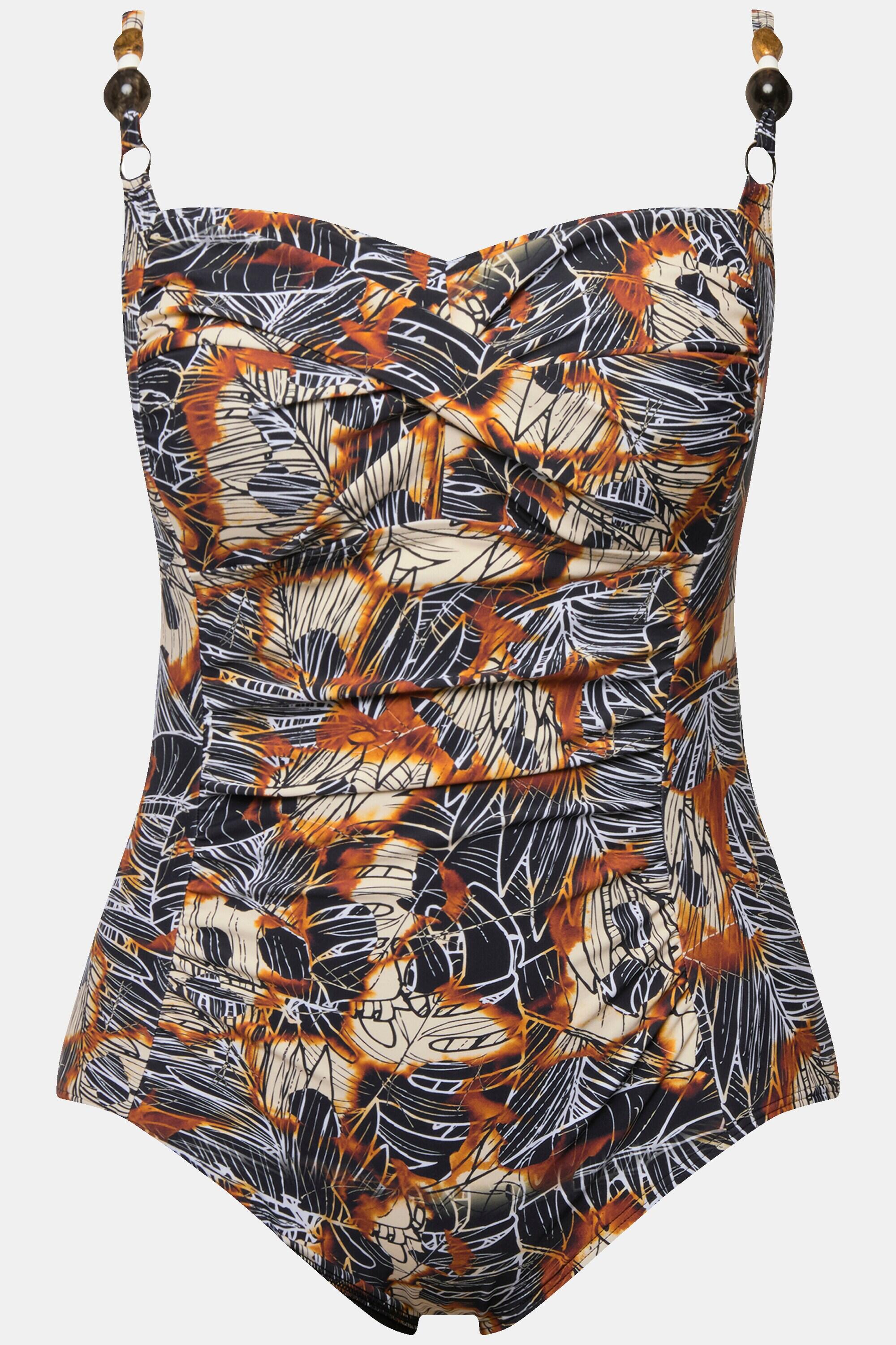 Damen Badeanzug drapiert Softcups Perlen recycelt 10/11