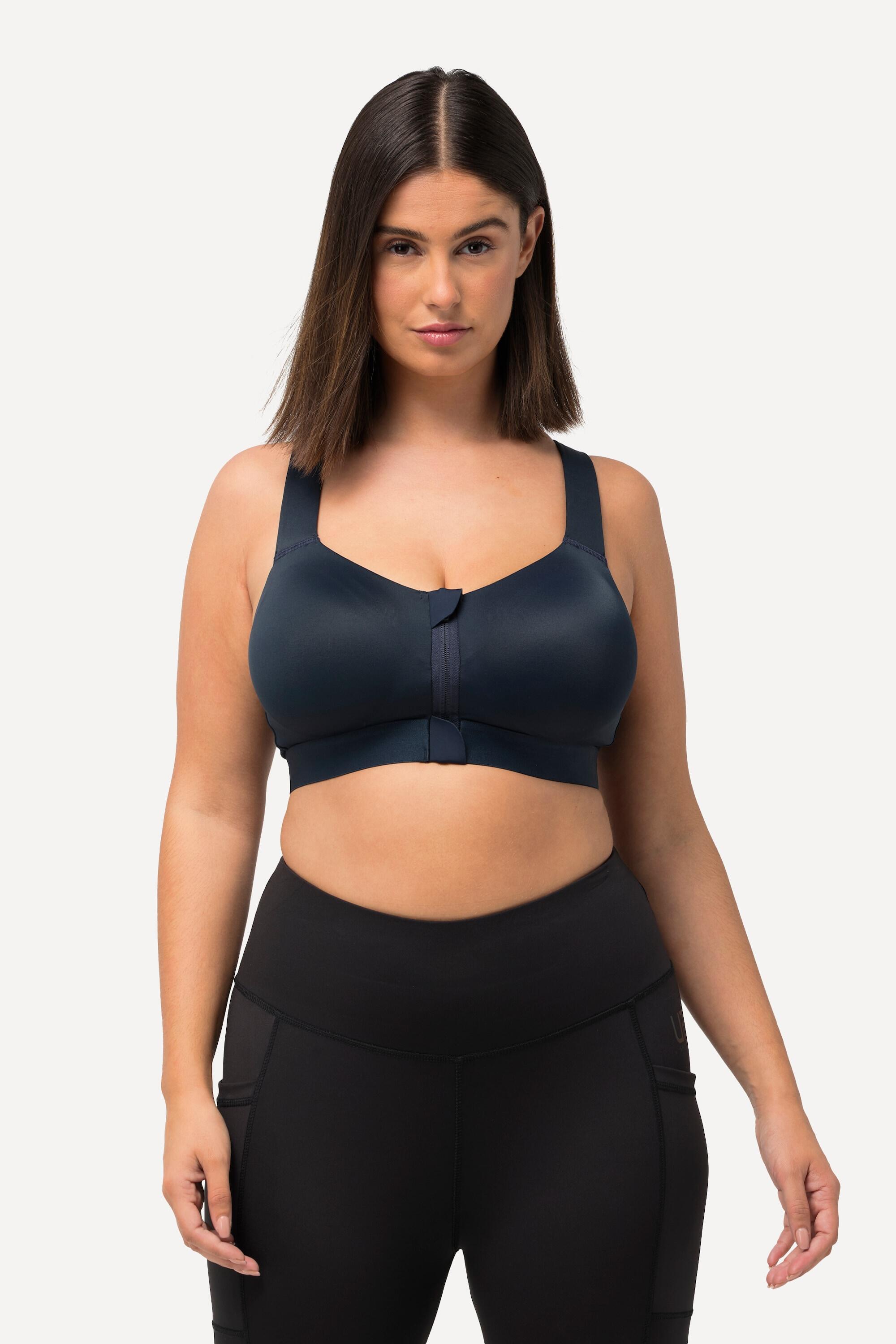 ULLA POPKEN Damen Sport-BH ohne Bügel Zipper gekreuzte Träger