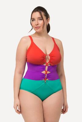 Dames badpak colorblocking zachte cups uitsnijdingen gerecycled