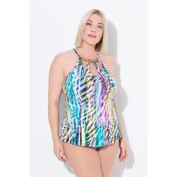 Femme Tankini à bonnets souples. Rayures animales et découpes