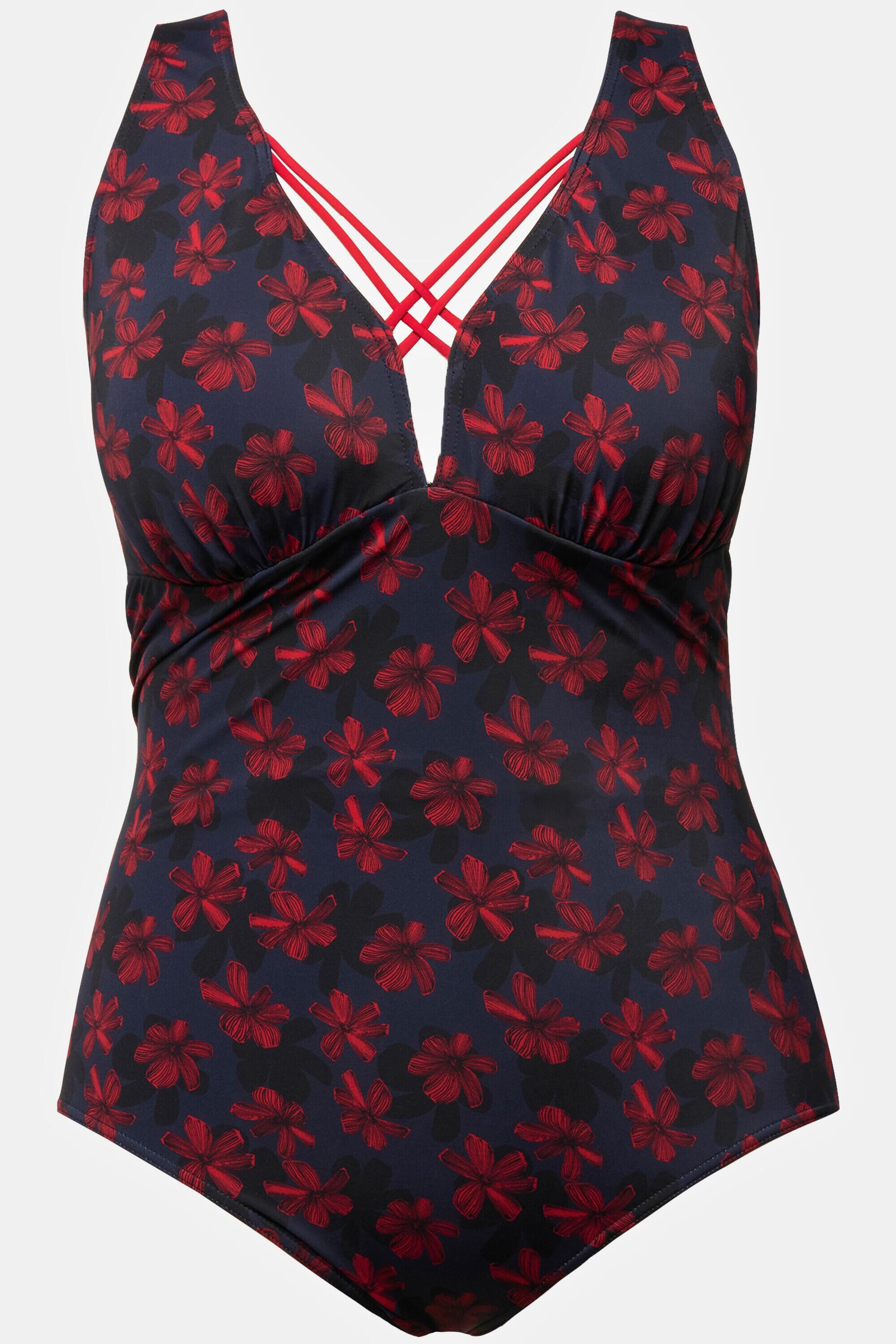 Dames Badpak bloemen decoratieve banden zachte cups 10/11