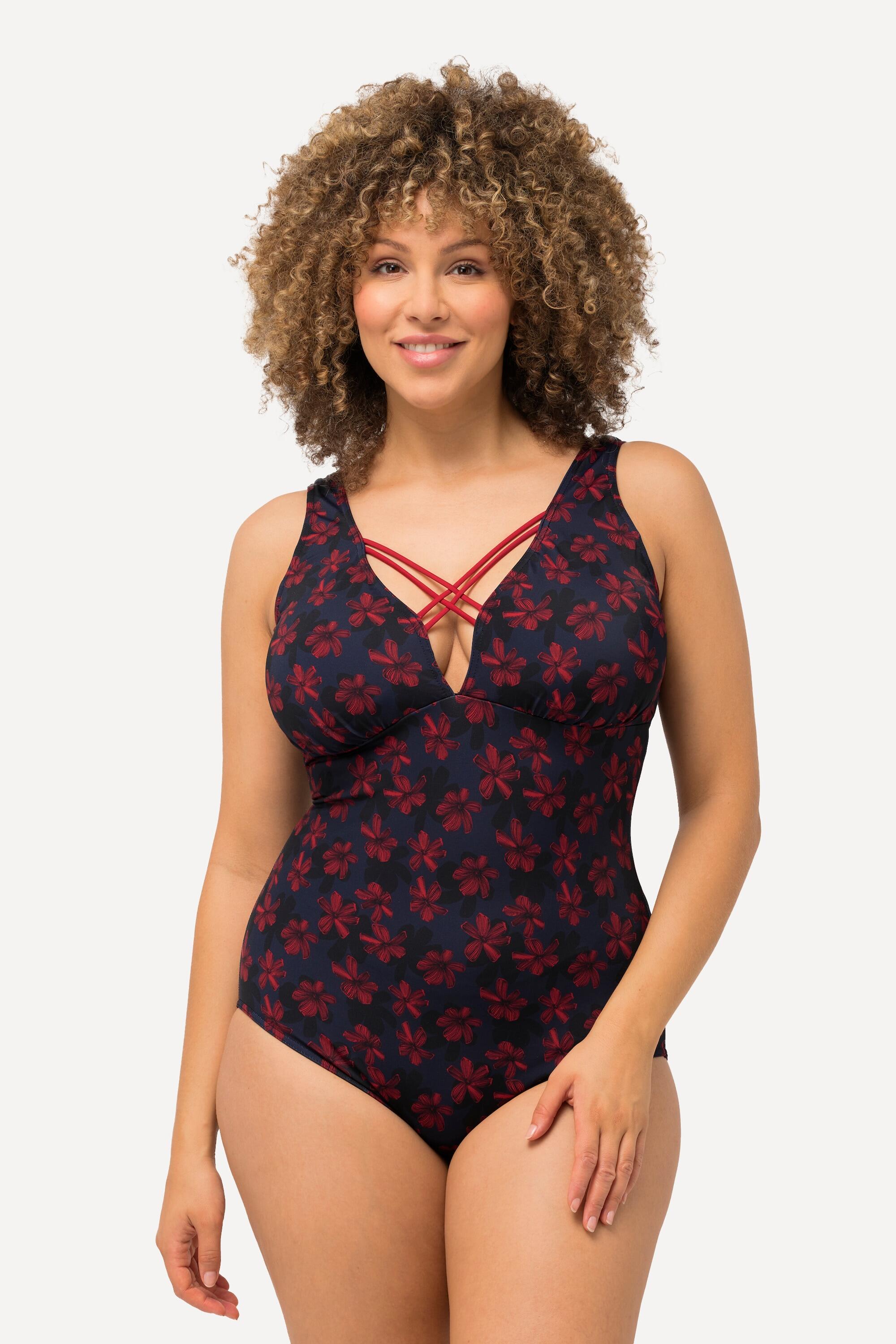 Femme Maillot de bain à fleurs. Bubans fantaisie et bonnets souples 1/6