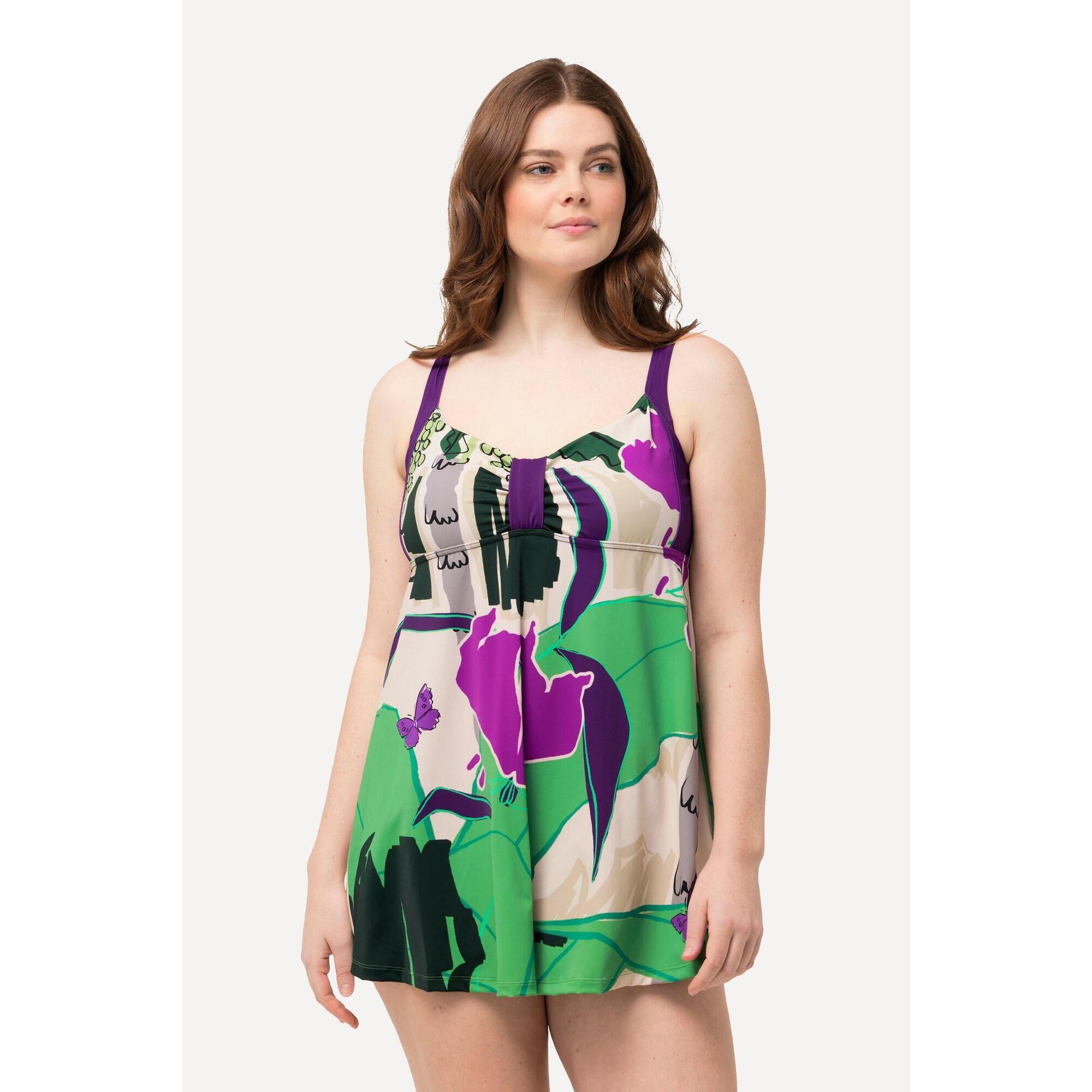 Ulla Popken - Femme Robe De Bain Dans Un Imprimé Palmiers - Maillot De Bain 1 Pièce - Beige - 52 2xl - Decathlon