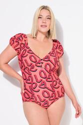 Femme Maillot de bain imprimé Love bonnets souples manches bouffantes