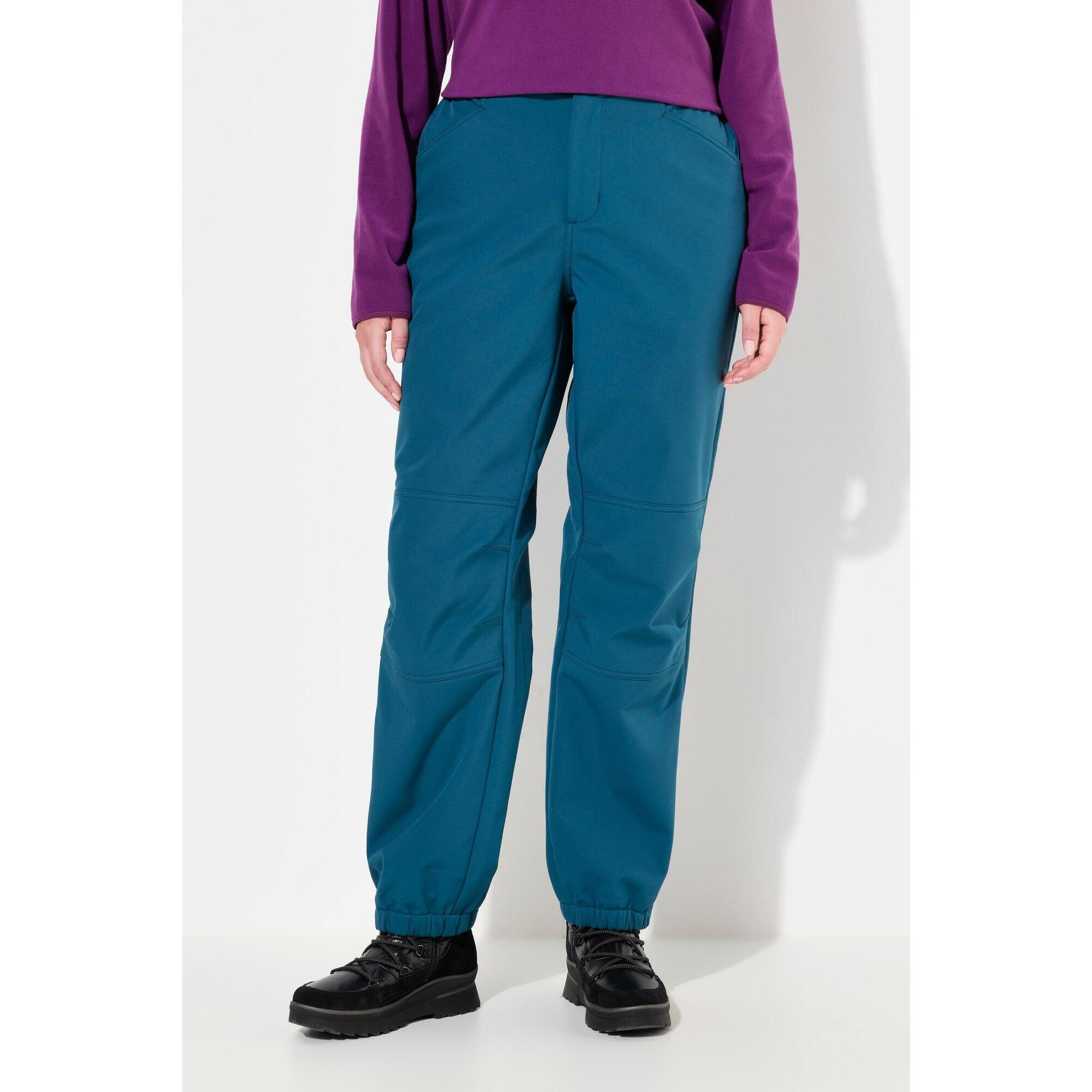 Ulla Popken - Femme Pantalon Softshell Déperlant Avec Doublure En Polaire Et Genoux Préformés - Pantalons - Bleu|vert - Decathlon