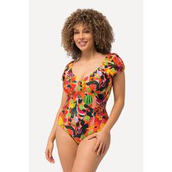 Femme Maillot de bain à bonnets souples. Imprimé fruits et manches
