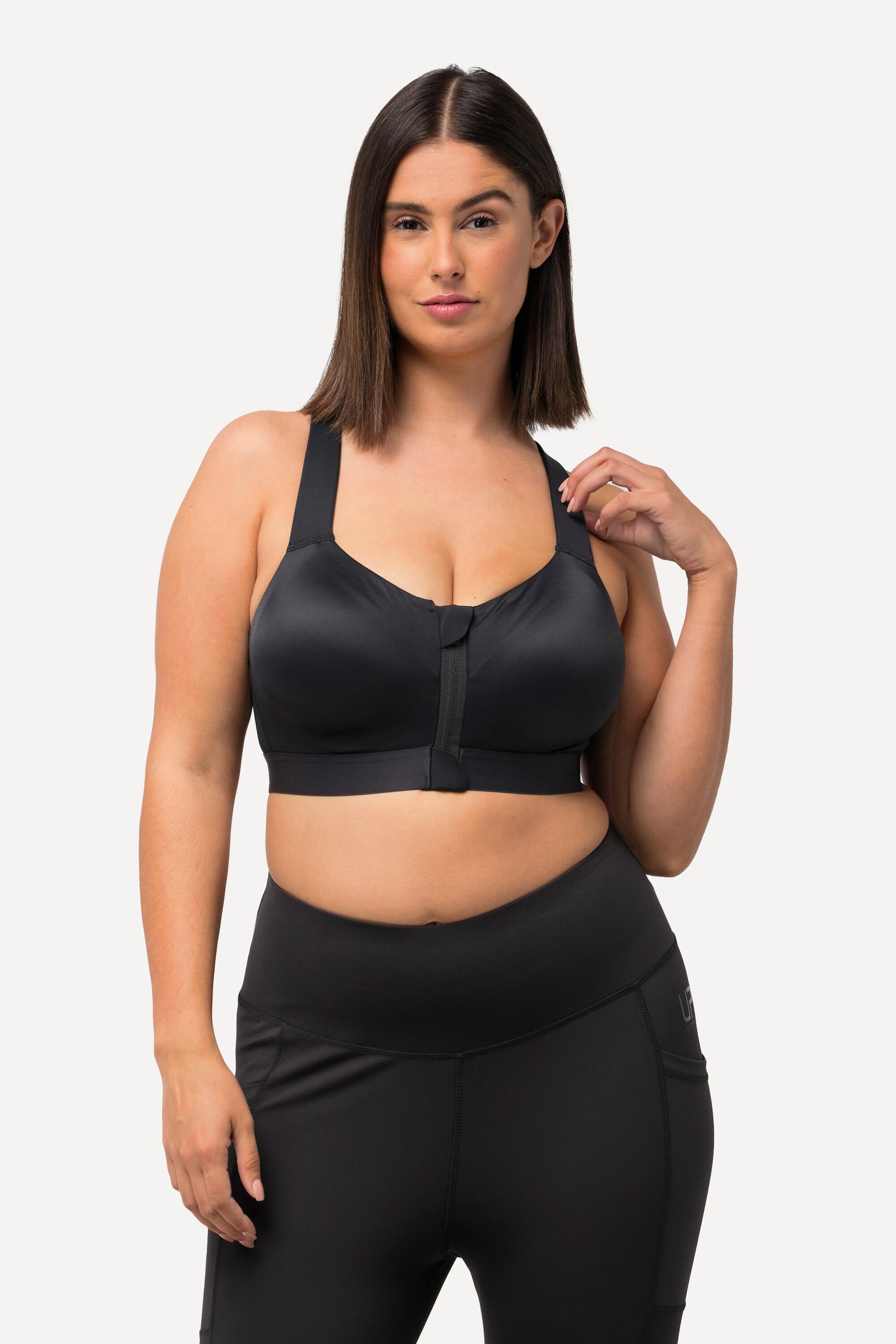 ULLA POPKEN Damen Sport-BH ohne Bügel Zipper gekreuzte Träger