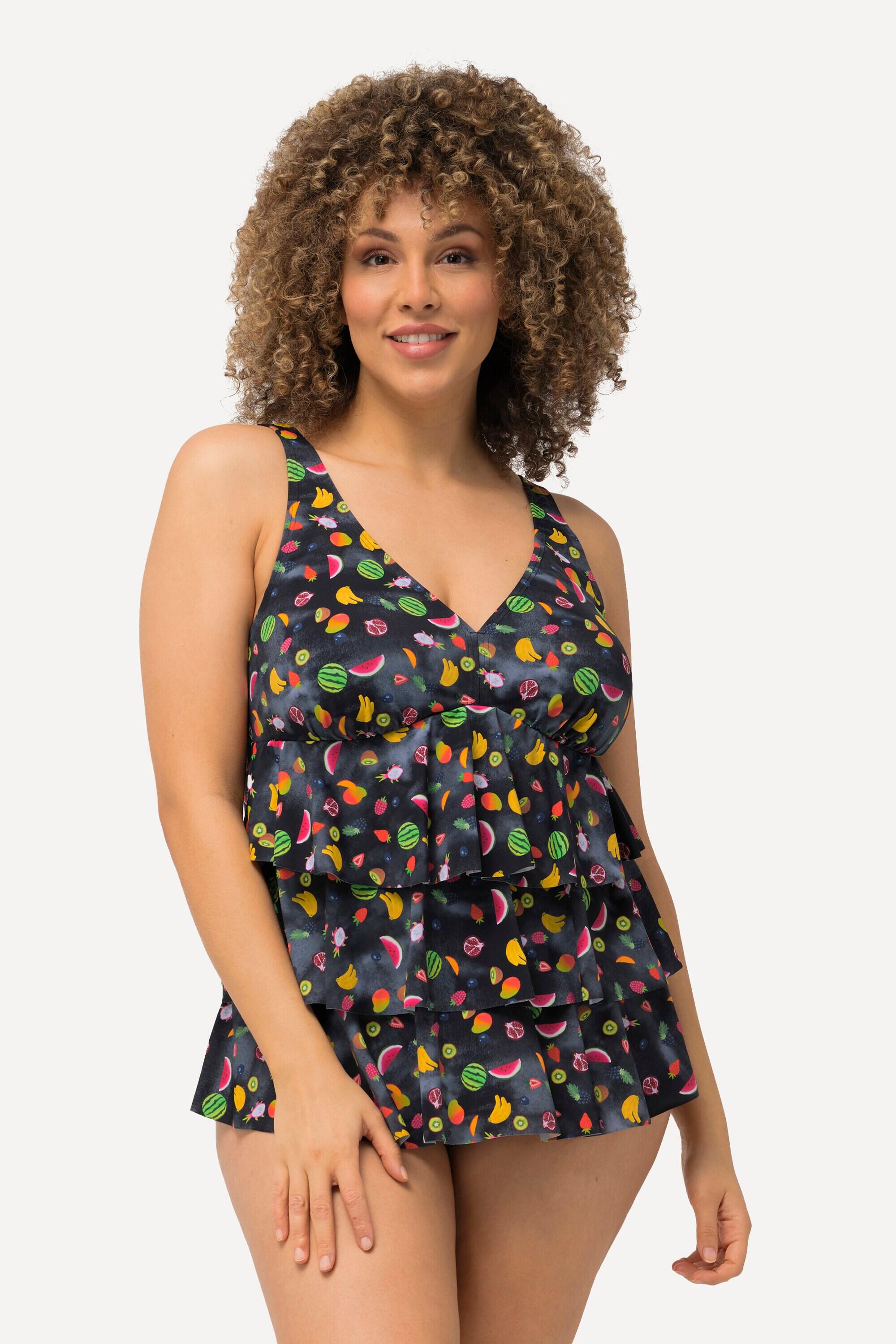ULLA POPKEN Damen Tankini Früchte Softcups Volants recycelt
