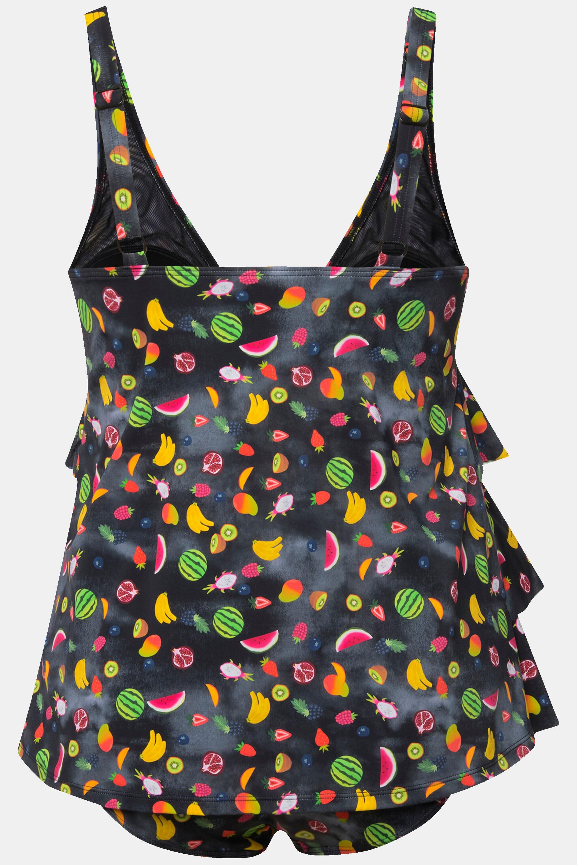 Femme Tankini à volants bonnets souples matière recyclée dans un imprimé fruits 6/6