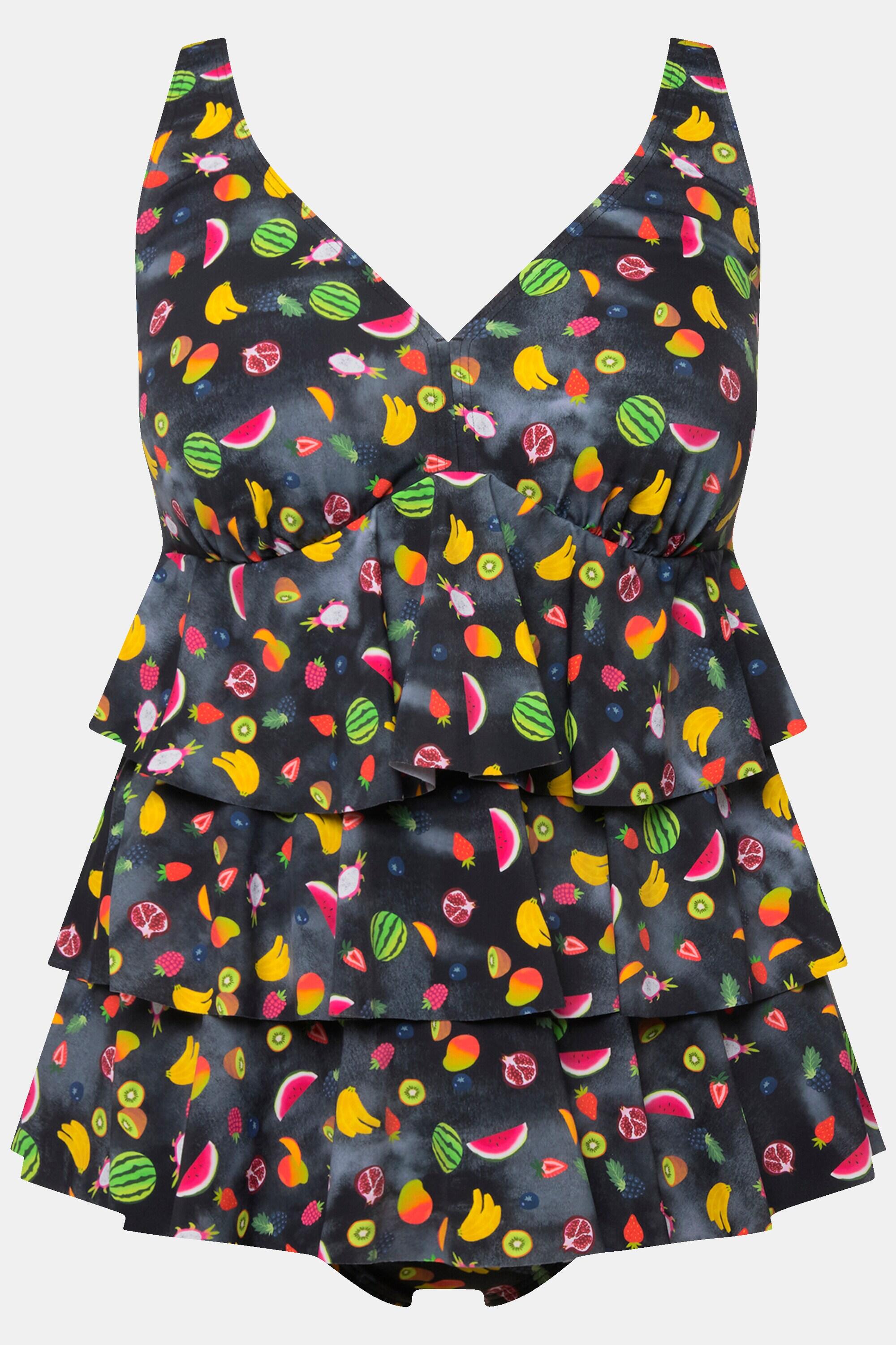 Femme Tankini à volants bonnets souples matière recyclée dans un imprimé fruits 5/6
