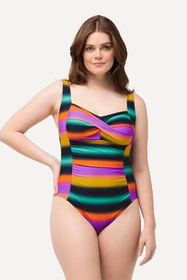 Femme Maillot de bain bonnets souples. Dégradé de couleurs drapé