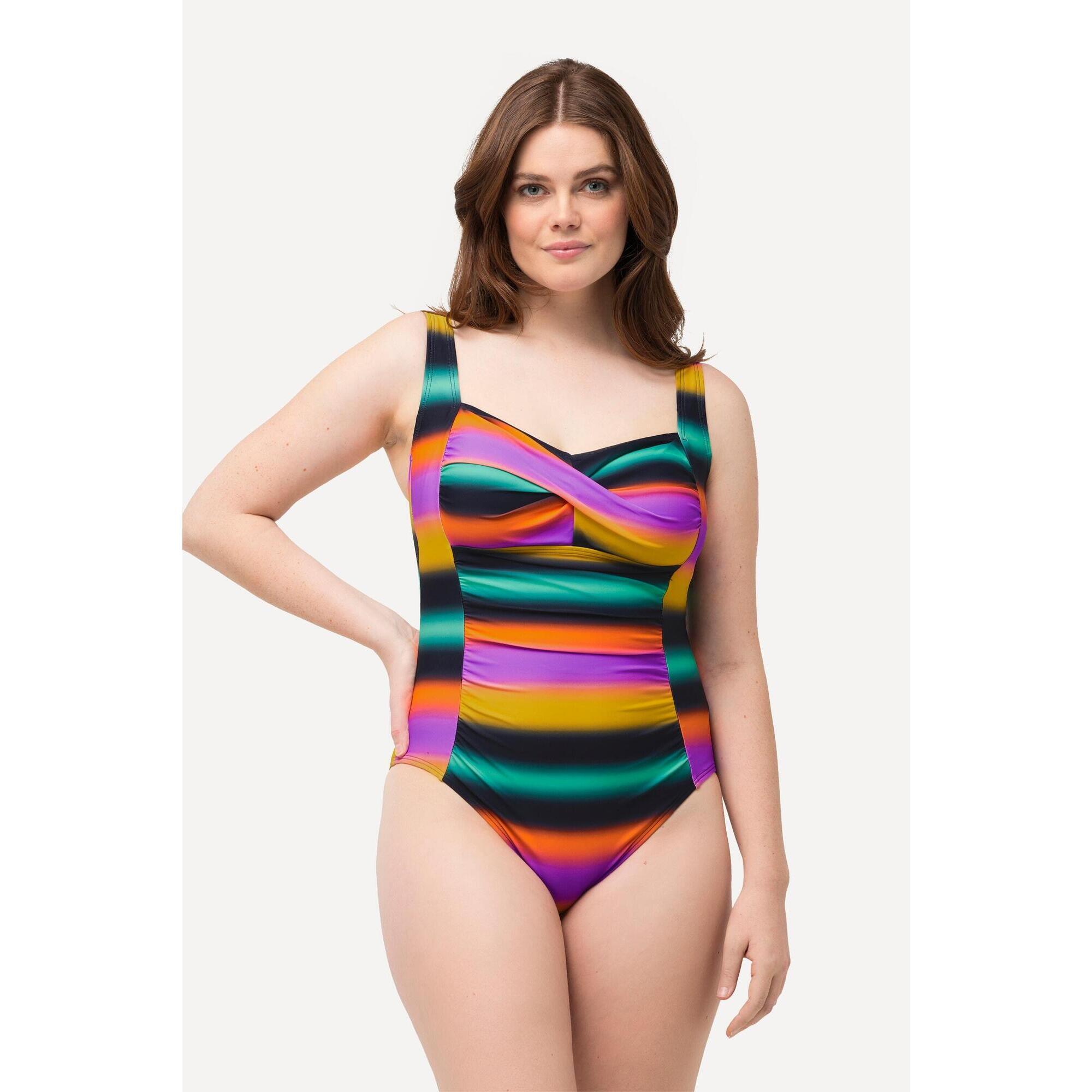 Ulla Popken - Femme Maillot De Bain Bonnets Souples. Dégradé De Couleurs Drapé - Maillot De Bain 1 Pièce - Noir - 50 - Decathlon