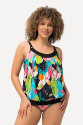 Femme Tankini imprimé fruits. Bonnets souples et bretelles ajustables.