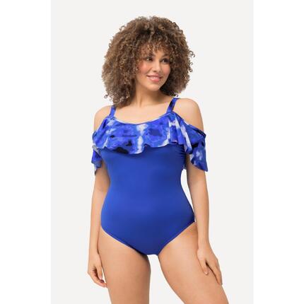 Damski Kostium kąpielowy falbana nadruk batikowy miękkie miseczki