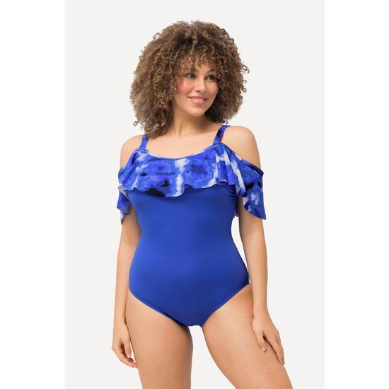 Damski Kostium kąpielowy falbana nadruk batikowy miękkie miseczki